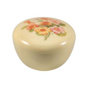 Vintage Hallmark Trinket Box Retro Floral Ring Jewelry Box Vtg Small Plastic Jar